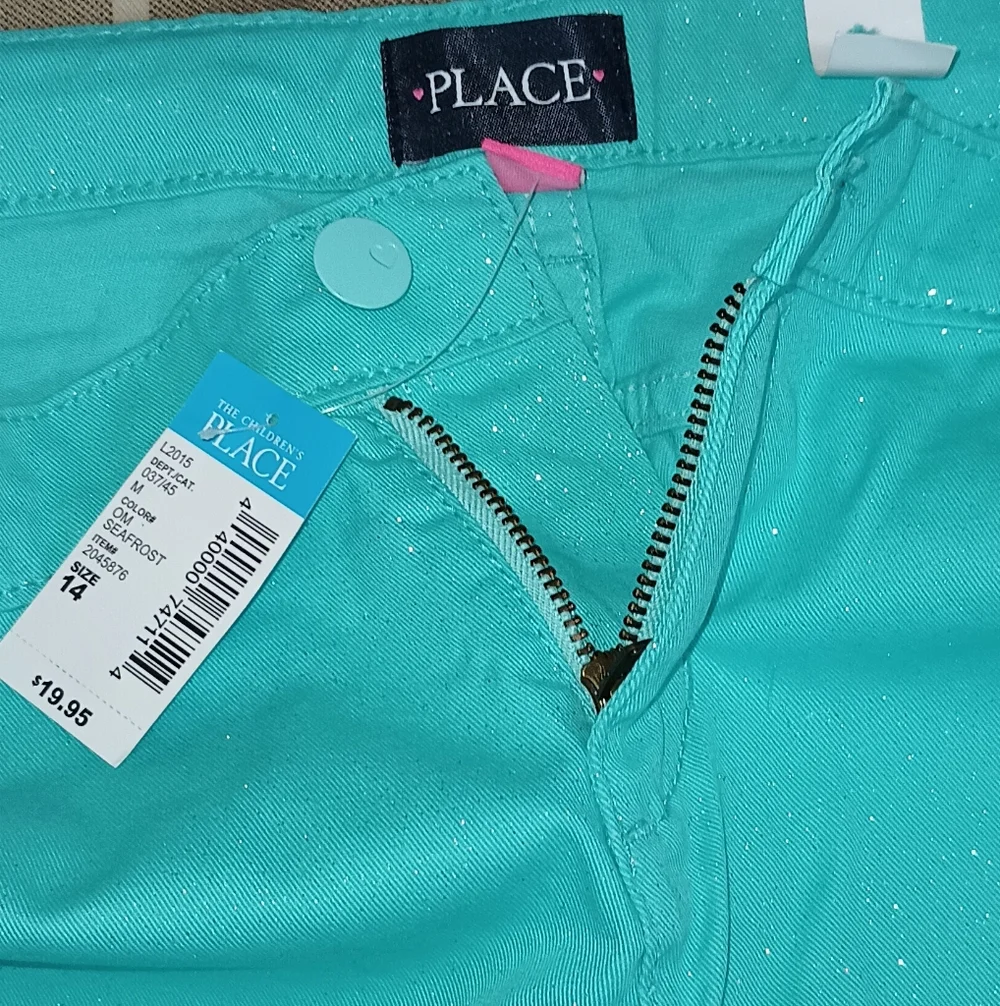 Kids The Children's Place‎ Teal Sparkle Pants 14